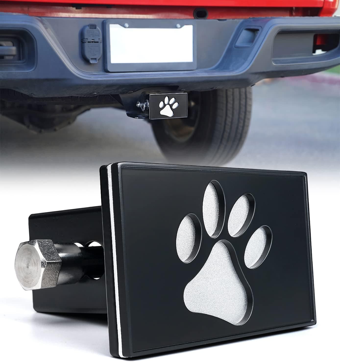 Xprite Heavy Duty Aluminum Trailer Hitch Cover with Paw Pattern for 2 Inch Receivers