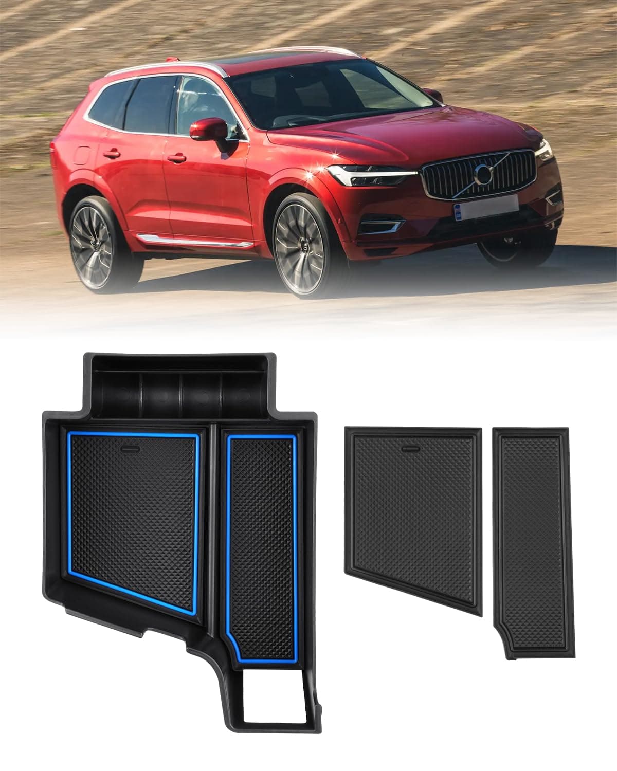 FIILINES Center Console Organizer for Volvo XC60 20182025 XC90 20212025 S90 S60 20202025 V60 V90 Console Tray Secondary Armrest Storage Box ABS Insert Container with Two AntiSlip Mats
