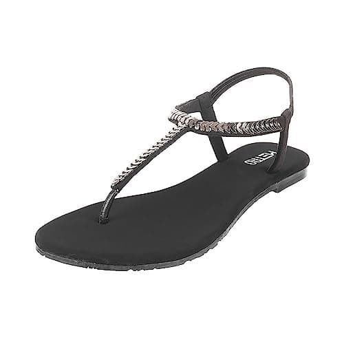 Metro Women Black Flat Fashion Sandal UK/4 EU/37 (33-96)