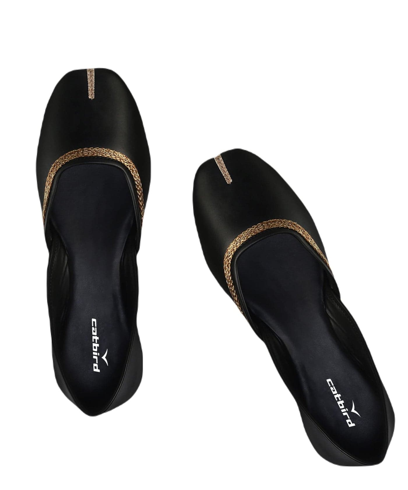 CatBird Women's Black Mojari Traditional Punjabi Jutti Ethnic Shoes 7 UK