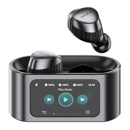PAXA Wireless Earbuds with Touch Screen Headphones Bluetooth 5.4 Ear Bud IPX4 Light Weight in Ear Earbuds Comfortable Fit Deep Bass Stereo 5 EQ Modes ENC Clear Call for Android/iOS(Black)