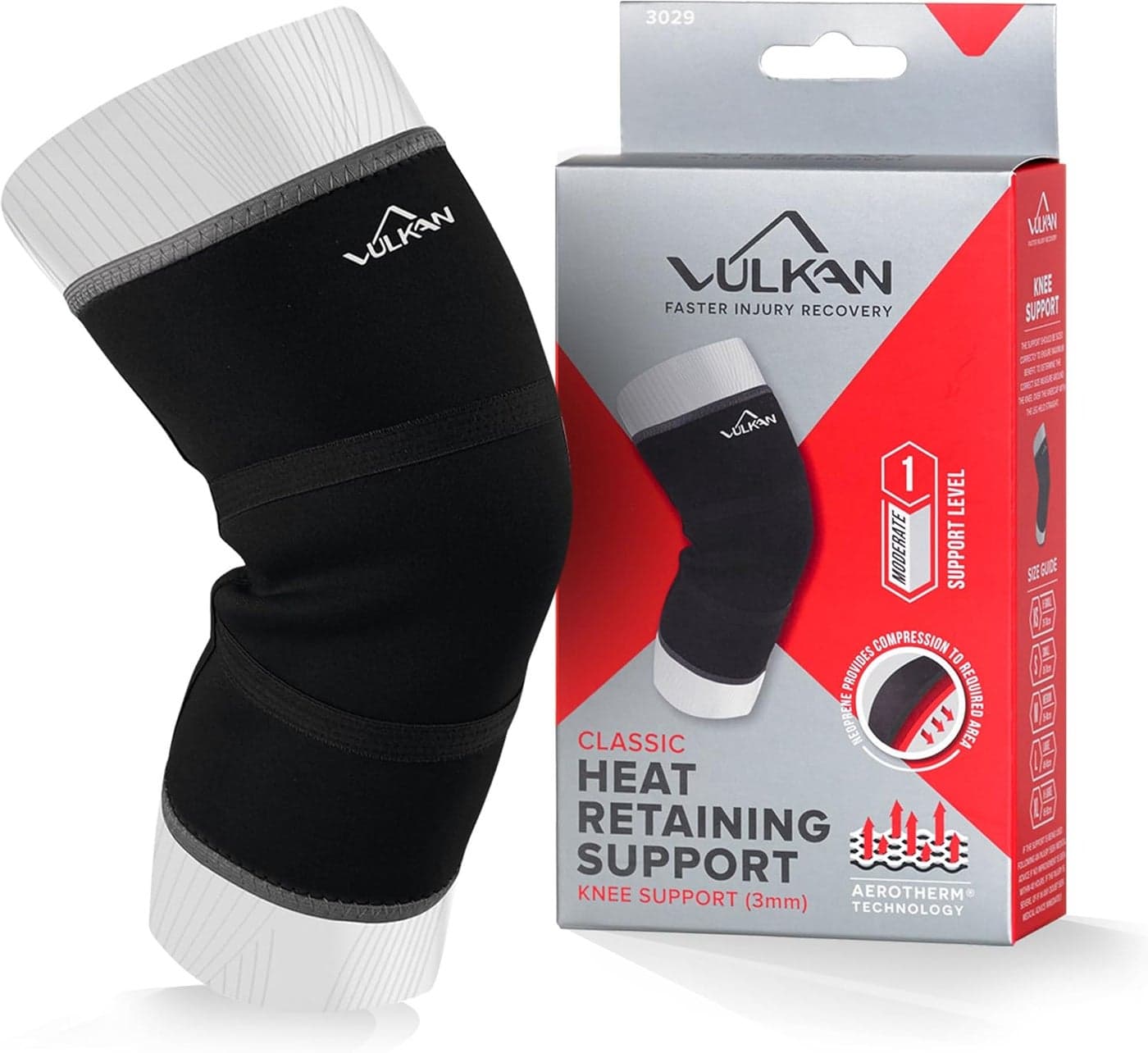 Vulkan Classic Neoprene Knee Support Provides Light Compression Comfortable Fit Provides Therapeutic Benefits Black Medium 3mm