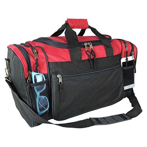 DALIX 20" Sports Duffle Bag w Mesh and Valuables Pockets Travel Gym (Red)