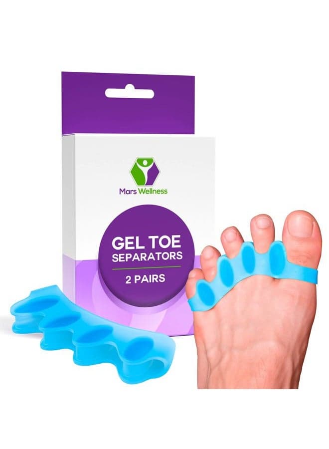 Universal Soft Gel Toe Separators - Universal Toe Spreaders Straighteners Foot Pain, Fix Overlapping Toes & Correct Bunions - Toe Spacers Wear with Shoes - 2 Pairs