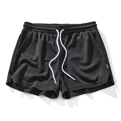 AIMPACT Mens Mesh Running Shorts 3 Inch Quick Dry Gym Athletic Workout Shorts for Men with Pockets(Black M)