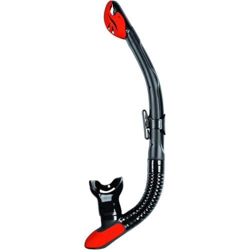 Mares Unisex Adults Ergo Dry Snorkel - Durable Lightweight Scuba Diving & Snorkeling Gear with Dry Top & Ergonomic Mouthpiece, Black/Red