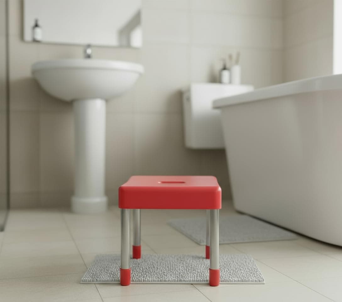 Go Hooked Multipurpose Strong Sandy Stool for Kitchen, Bathroom (Plastic & Steel, Made in India