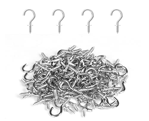 RELBRO 1/2 Inch Small Screw Hooks, Mini Metal Twist in Hooks, Silver, 100 Pcs
