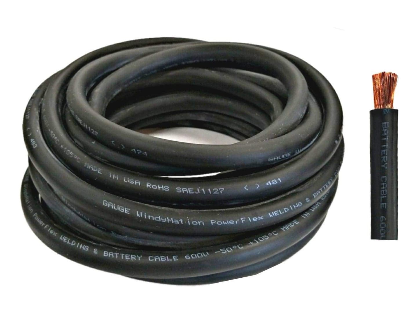 WNI 4 Gauge 10 Feet Black 4 AWG Ultra Flexible Welding Battery Copper Cable Wire Made in The USA Car Inverter RV Solar