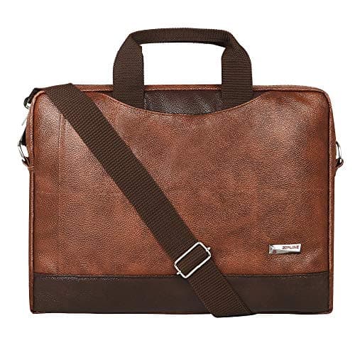 Zipline Laptop bags for men office use | Synthetic Leather Laptop Bag for Man Women, 15.6" Compatible Laptop, Macbook, Macbook Pro Messenger Bags for Men & Women (1-Tan Bag)