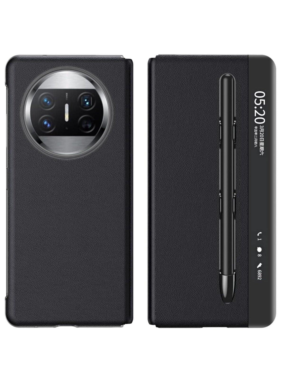 Huawei Mate X3 Case Leather Smart View Windows Protection with Touch Pen Slot Flip Cover for Mate X3 5G