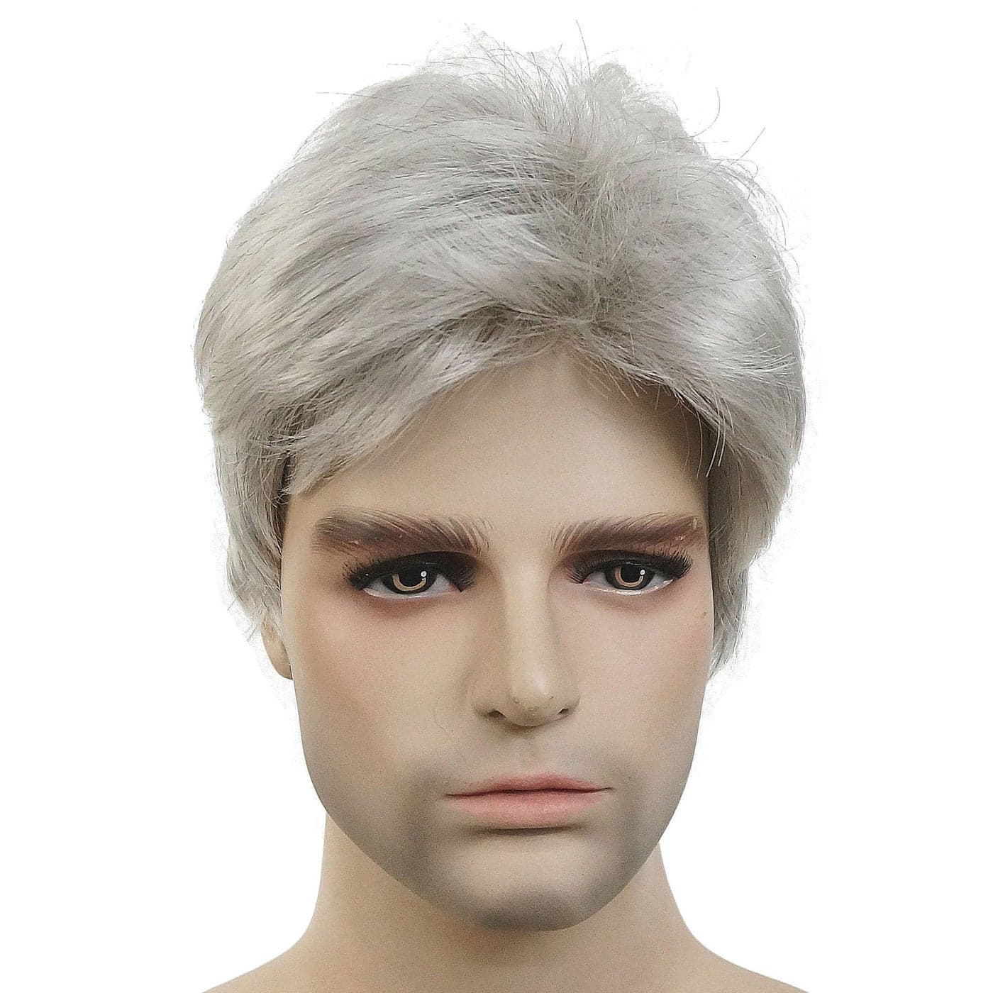 Lydell Men Wig Natural Short Straight Hair Synthetic Full Wigs 51 Silver Grey