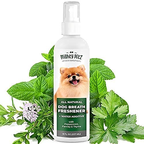 2in1 Dog Breath Freshener Spray Water Additive 8 oz Large Natural Ingredients Dog Dental Care That Helps Avoid Bad Breath Plaque Tartar Dog Teeth Cleaning Fresh Breath with No Brushing