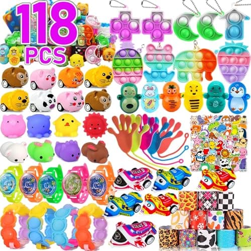 Mctuoba 128 Pack Party Favor for Kids 4812 Treasure Box Toys School Classroom Prizes Pinata Stuffers Goodie Bag Fillers Treasure Chest Carnival Prizes