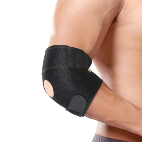 Leosportz Elbow Suport for Gym Men | Reversible Neoprene Support Brace for Joint, Arthritis Pain Relief, Tendonitis, Sports Injury Recovery (Neoprene, Blackq)
