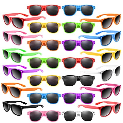 FEPITO 40 Pack Sunglasses Party Favors Neon Color Sunglasses Bulk for Beach Birthday Party Pool Wedding Party Supplies 10 Colors