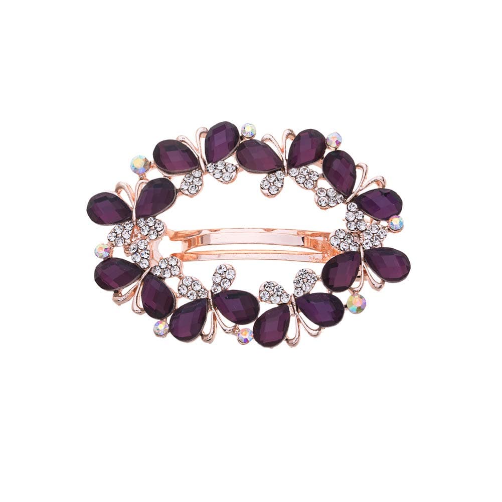 Ruihfas Bridal Hair Jewelry Austria Rhinestone Crystal Hair Barrette for Women Clips Hair Hairpins Purple
