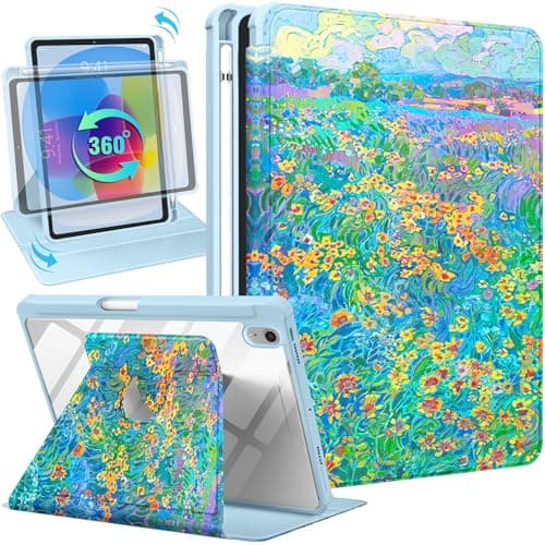Uppuppy for iPad Mini 7/6 Case - for iPad Mini 6th/7th Generation Cases Women Cute Folio Cover Pencil Holder Girls Girly Green Aesthetic Pretty Rotating Stand for Apple Mini 6/A17 Pro Case 8.3 Inch