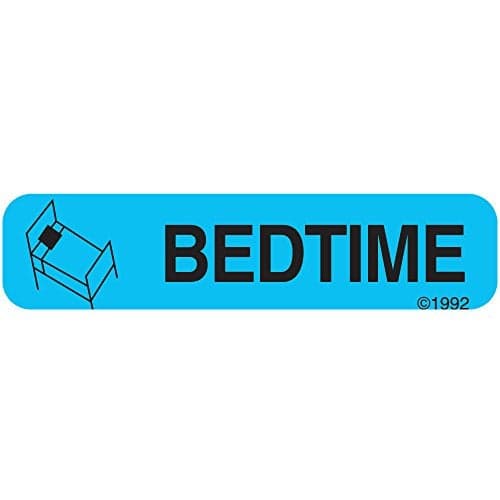 Pharmex 1-348 "Bedtime" Permanent Paper Label, 1 9/16" x 3/8", Blue, Pack of 1000