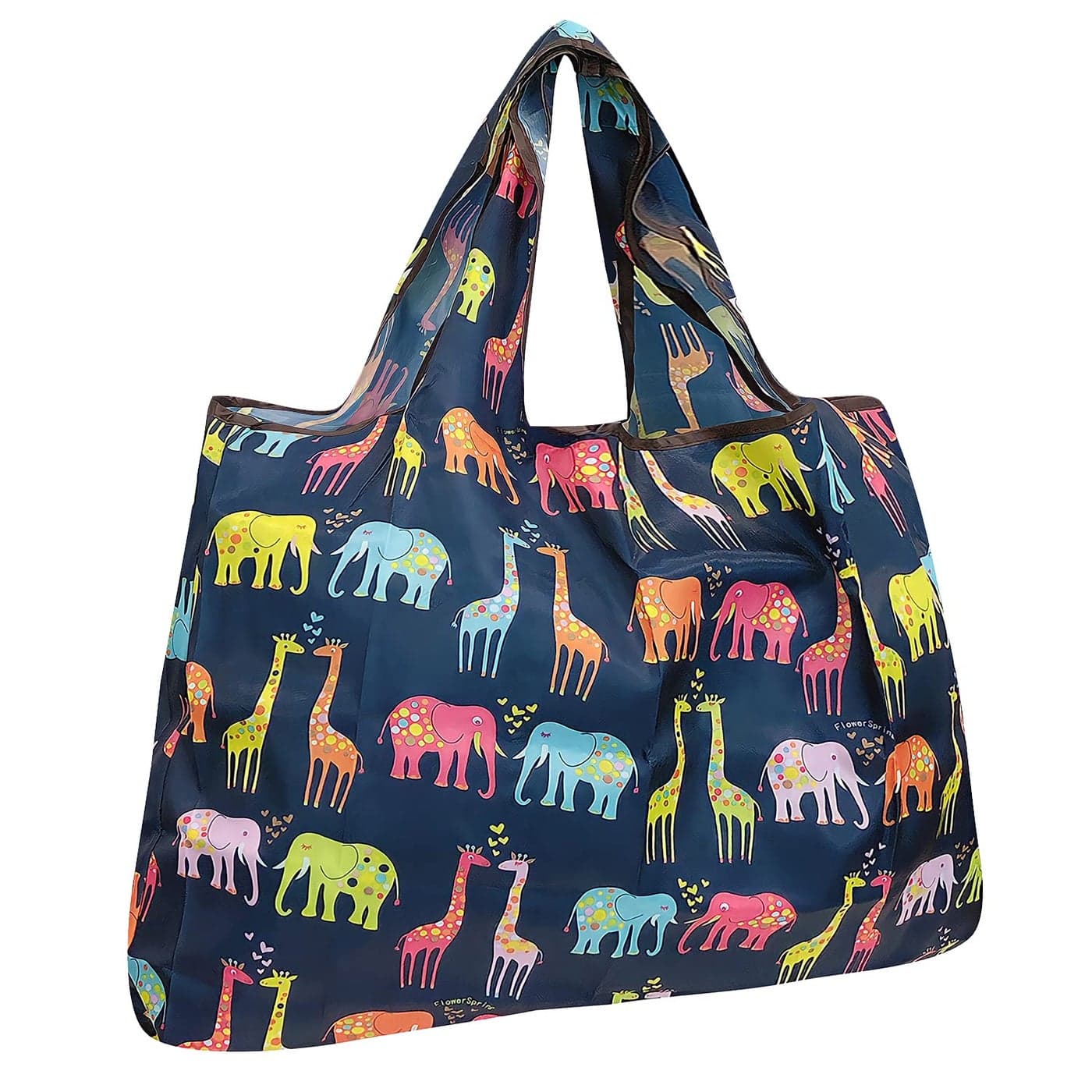 allydrew Large Foldable Tote Nylon Reusable Grocery Bag Animals Hearts