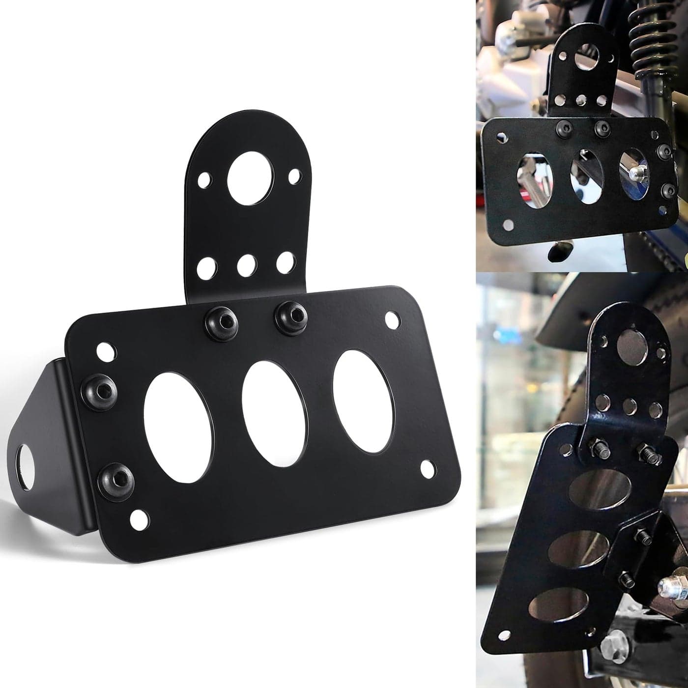 LivTee Motorcycle License Plate Bracket Side License Plate Mount and Holder Fits for Harley Fits for Yamaha Fits for Honda Fits Most Bikes and Motorcycles