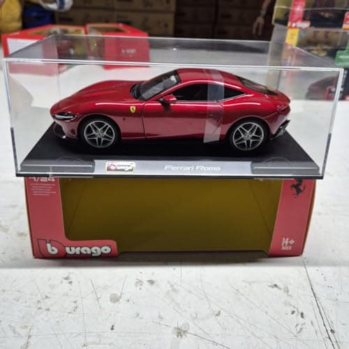 Bburago - 1/24 Scale Model Compatible with Ferrari Roma with Acrylic Box (Red)