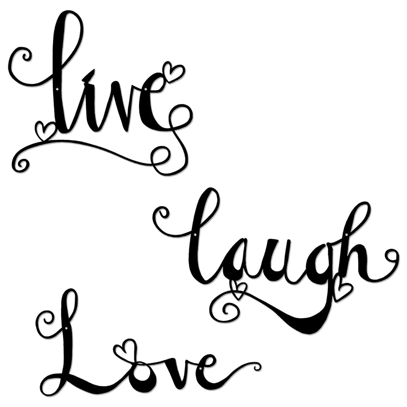 ESTART 3 Pieces Black Metal Letter Sign Decor Live Laugh Love Wordart Wall Art Decor for Home Indoor Outdoor Bedroom Living Room Bathroom and Office