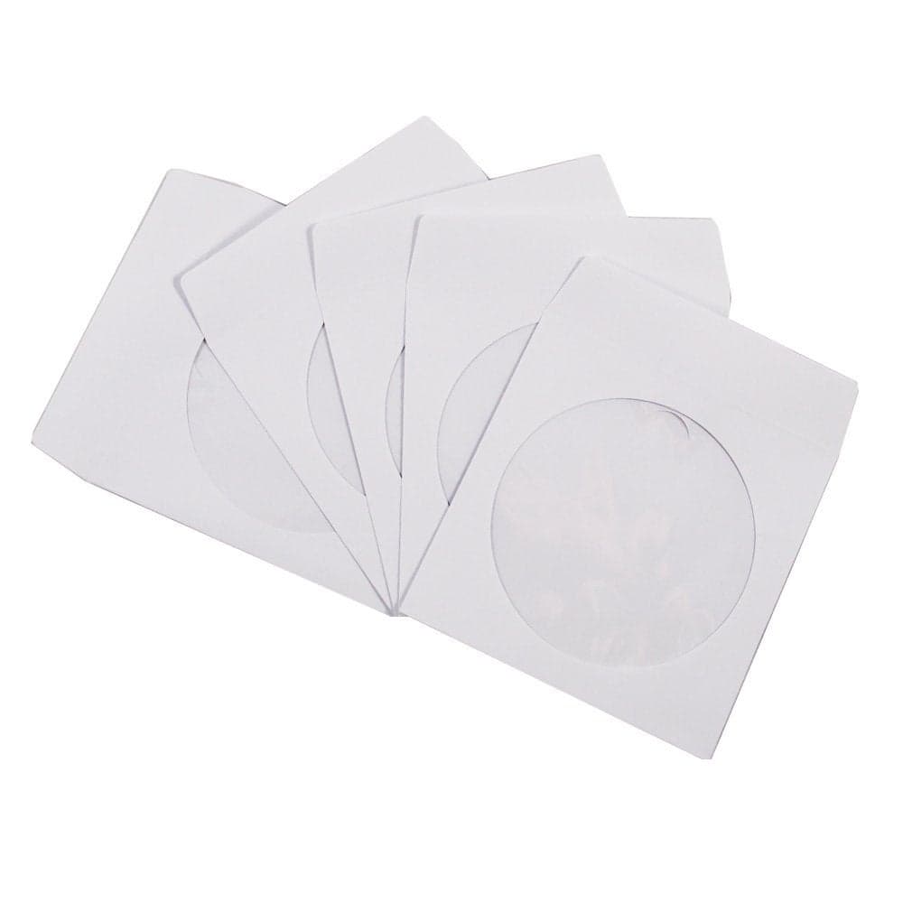 100 Pack Maxtek Premium Thick White Paper CD DVD Sleeves Envelope with Window Cut Out and Flap 100g