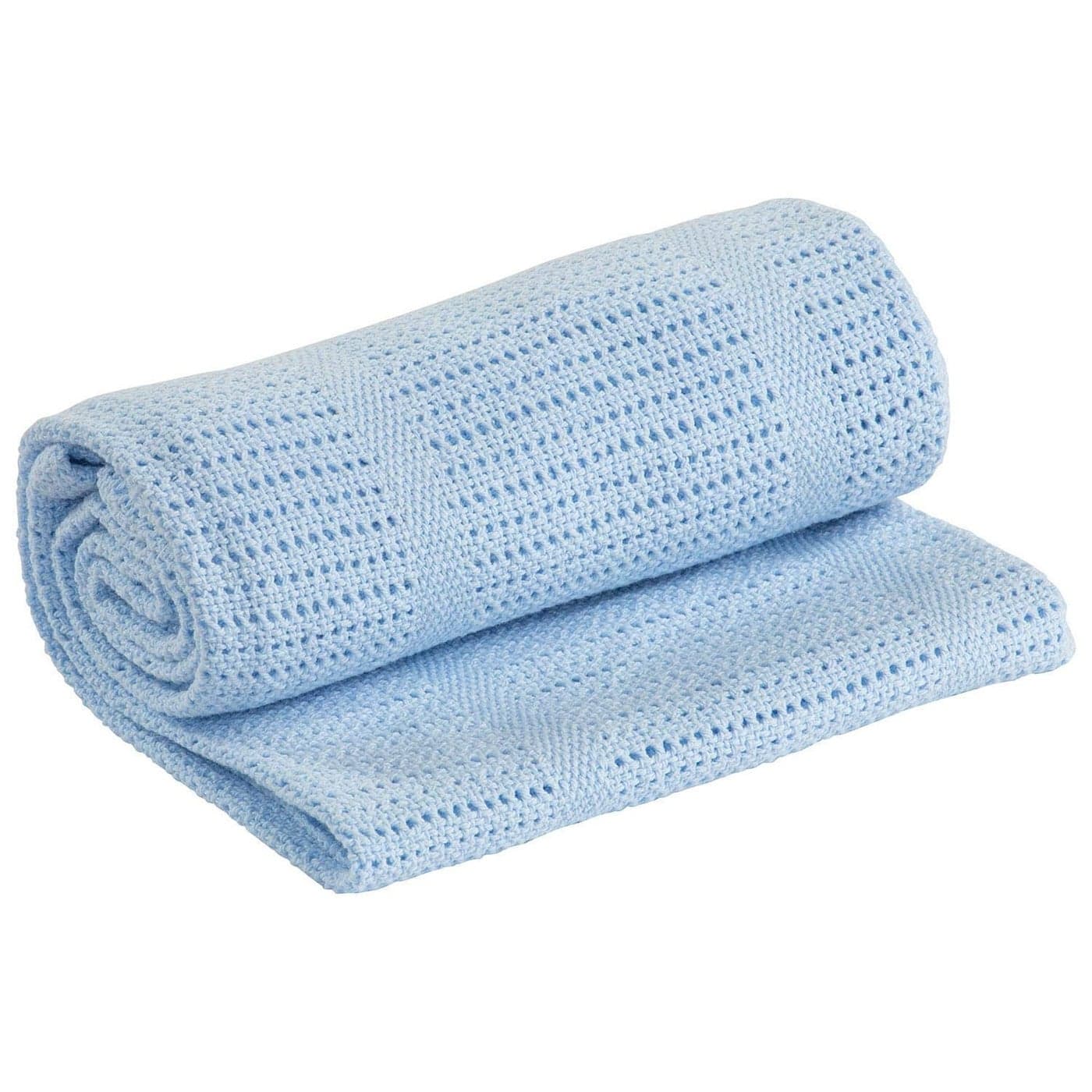 Family Bedding Blue Cotton Cellular Blanket Double Bed Reversible Lightweight Thermal Throw Soft Traditional Design 230 x 230 cm
