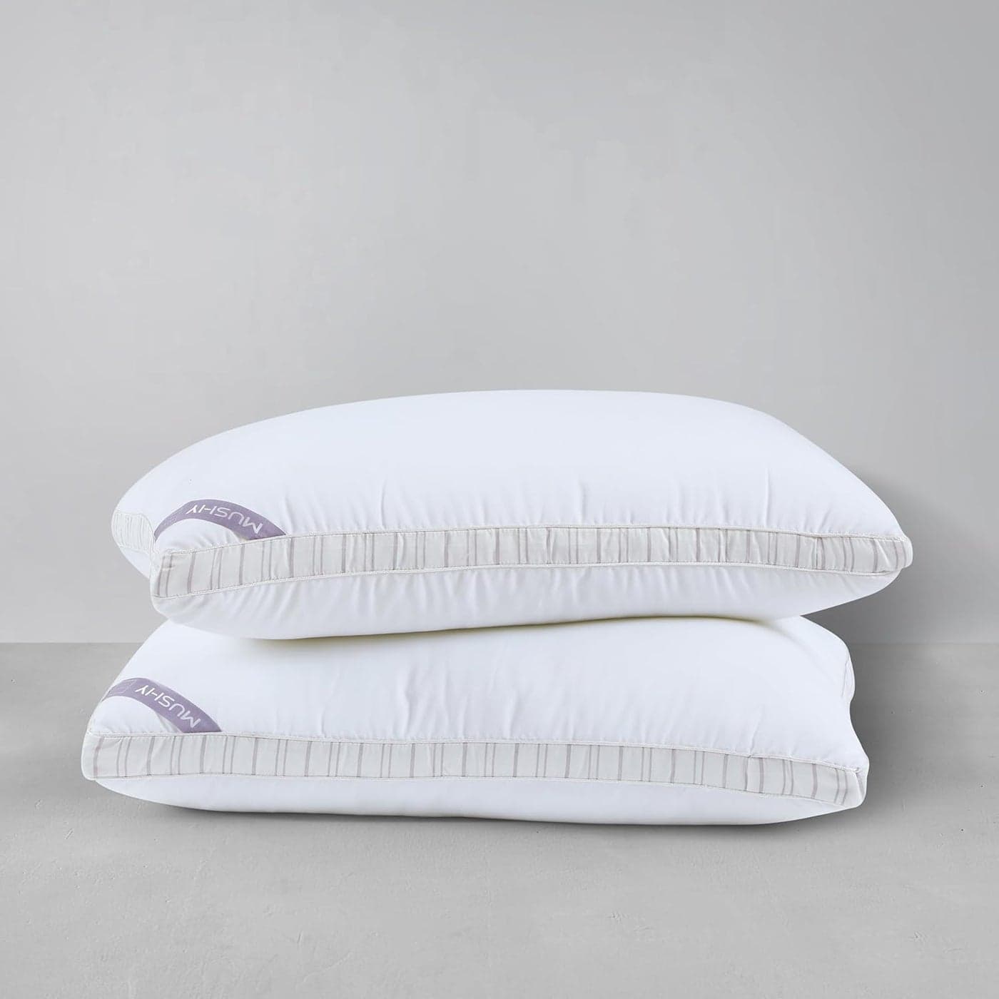 SPREAD SPAIN Microfiber Mushy Pillow for Sleeping Neck Pain Relief Suitable for Back Sleeper Side Sleeper Stomach Sleeper Set of 2 President 55 x 86 cm White