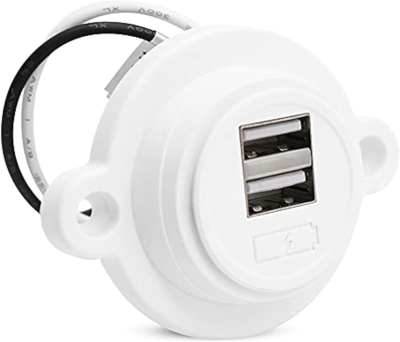 Facon 12V RV USB Charger Socket, Dual USB Outlet (5V / 2.4A), Super Slim Wall Mount for RV Trailer Camper Boat Marine Motorhome, White