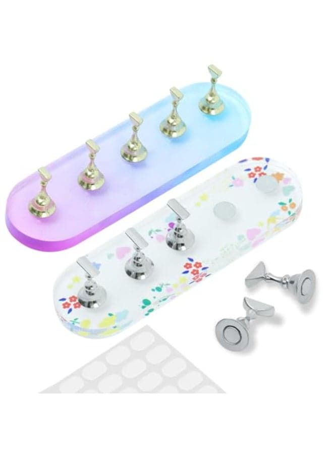 Ruteail Nail Art Display Stand 2 Sets 100 Pcs Reusable Stickers Magnetic DIY Beginner Salon Supplies