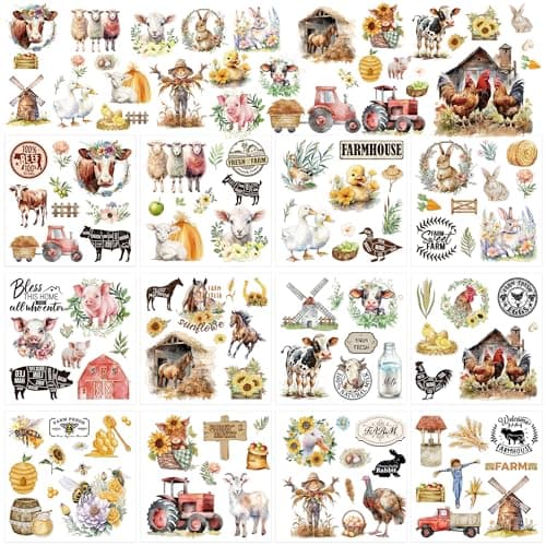 Rub on Transfers for Crafts Furniture Stickers 12 Pcs Farmland Animal Rub on Transfer for Crafting Decals Cow Pig Rooster Sheep Iod Transfer Stickers for Wood Dressers DIY Home Decor