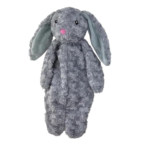 Pet Lou Floppy Rabbit Stuffingless Plush Dog Toy with Squeaker and Crinkle Paper Dog Chew Toys 19 Inch Durable Dog Toys for Medium and Large Dogs Gray