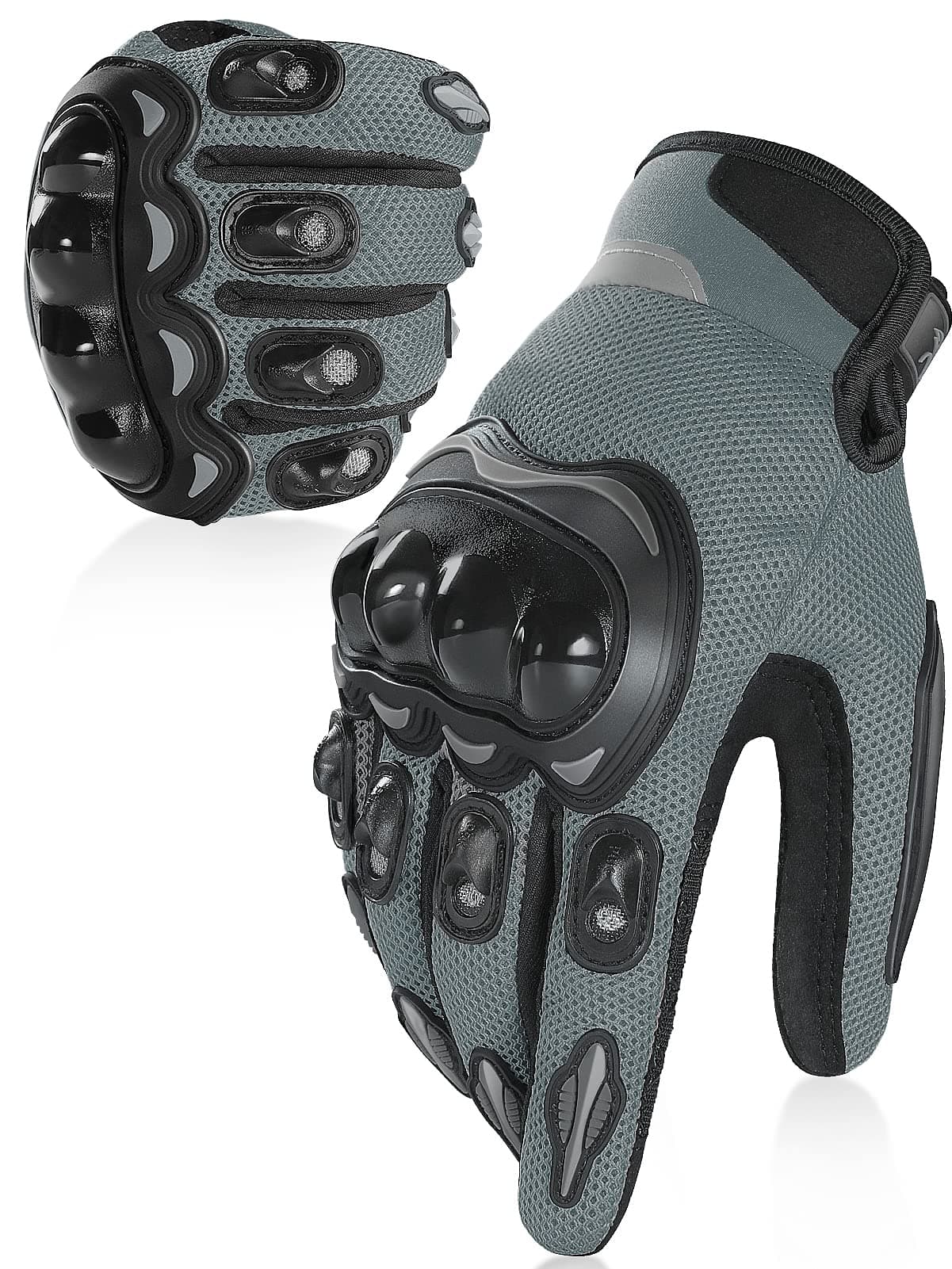 COFIT Summer Motorcycle Glove for Men and Women Breathable Mesh Motorbike Gloves with Hard Knuckle and Touchscreen for BMX ATV MTB Riding Road Racing Cycling and Bike Gray L