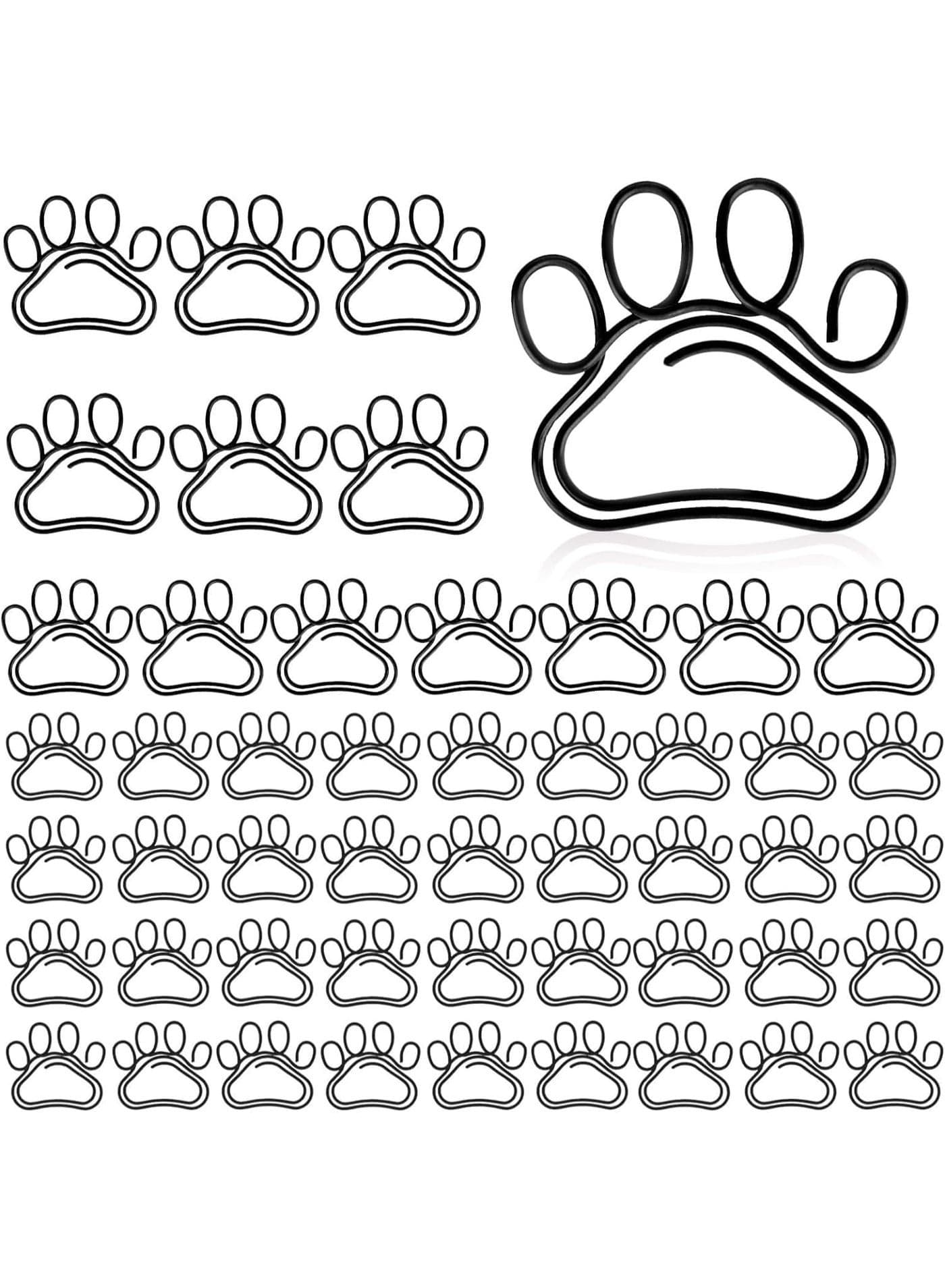 50 Pcs Shaped Paper Clips, Cute Paper Clips, Cat Paw Paper Clips, Black Mini Paper Clip, Fun Paper Clips, Animal Bookmark Office Supplies