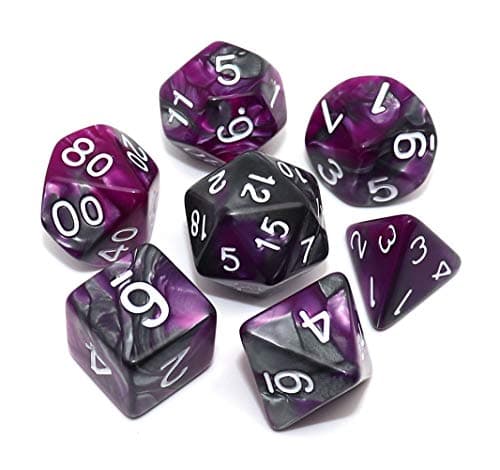 CREEBUY DND Dice RPG Polyhedral Dice Set for Dungeon and Dragons MTG Role Playing Games Dice SetPurple Silver