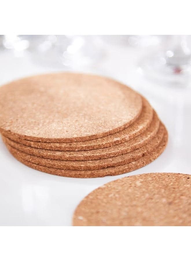 6-Piece Vega Cork Round Coaster Set Brown 10x10cm
