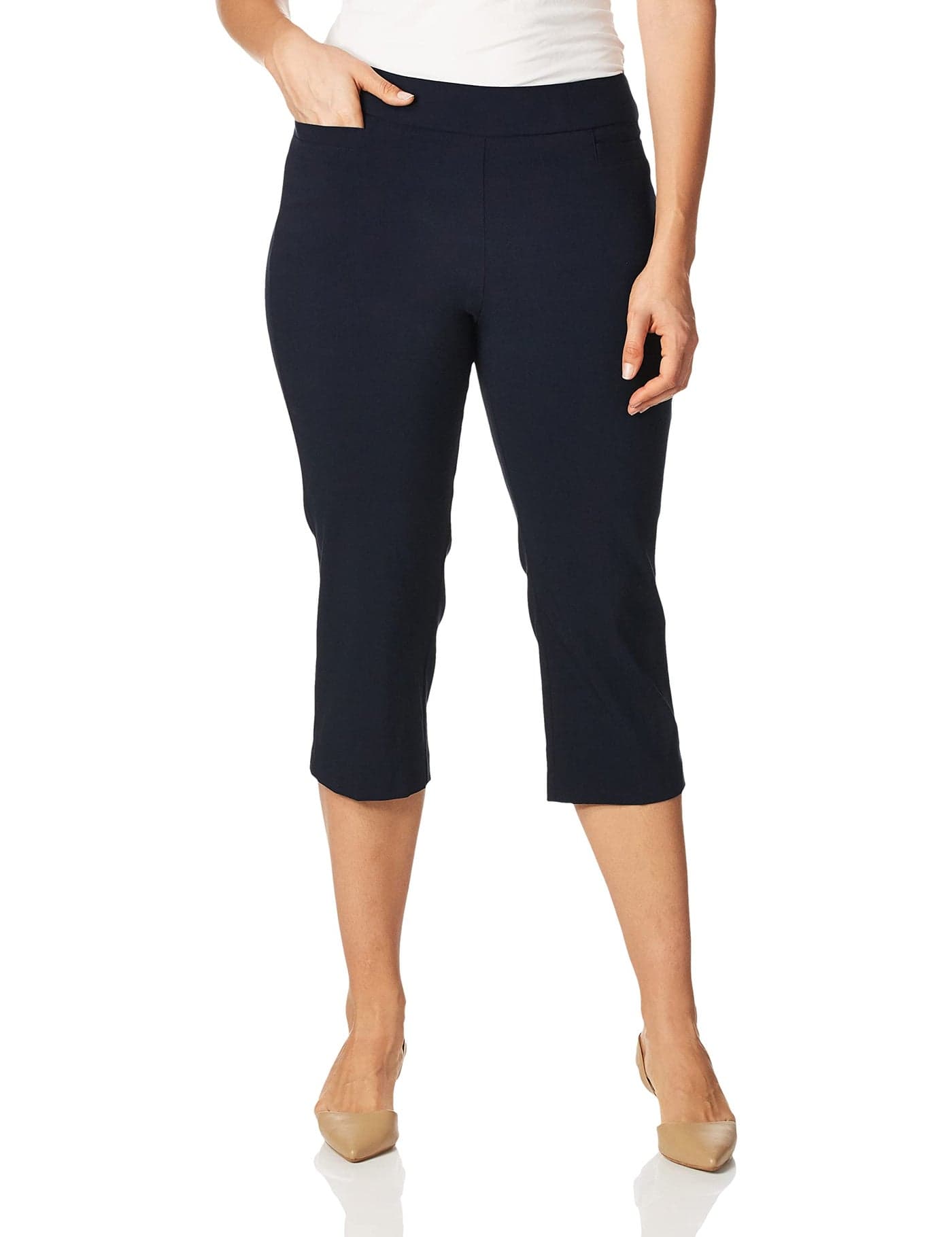 Briggs New York Womens Pull on Capri Pocket Casual Pants Navy 12 US