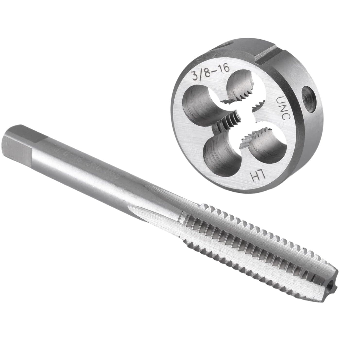 Burkit 3816 UNC Tap and Die Set Left Hand 38 x 16 UNC Machine Thread Tap and Round Die