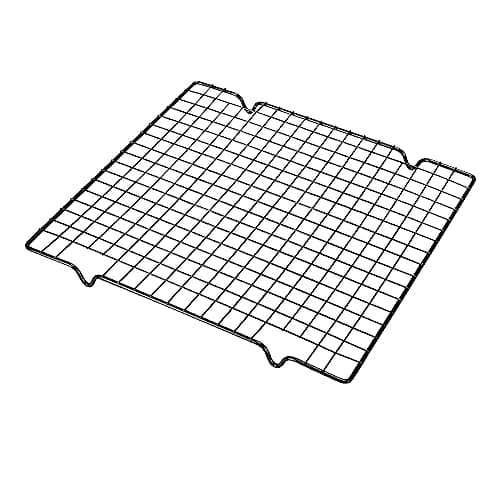 PureBake Cooling Rack for Baking & Cooking | 10x11 inch Square Metal Wire Rack for Cake, Meat, & Cookies | Non-Stick, Dishwasher Safe, Durable | 1 Piece (Black)