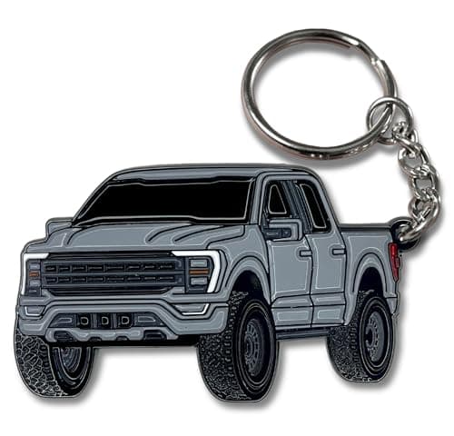 FOUR WHEEL BEAST F150 Metal Keychain compatible with Ford F150 Accessories 2023 F150 Key Chain Fob 2022 Toy Truck Silver