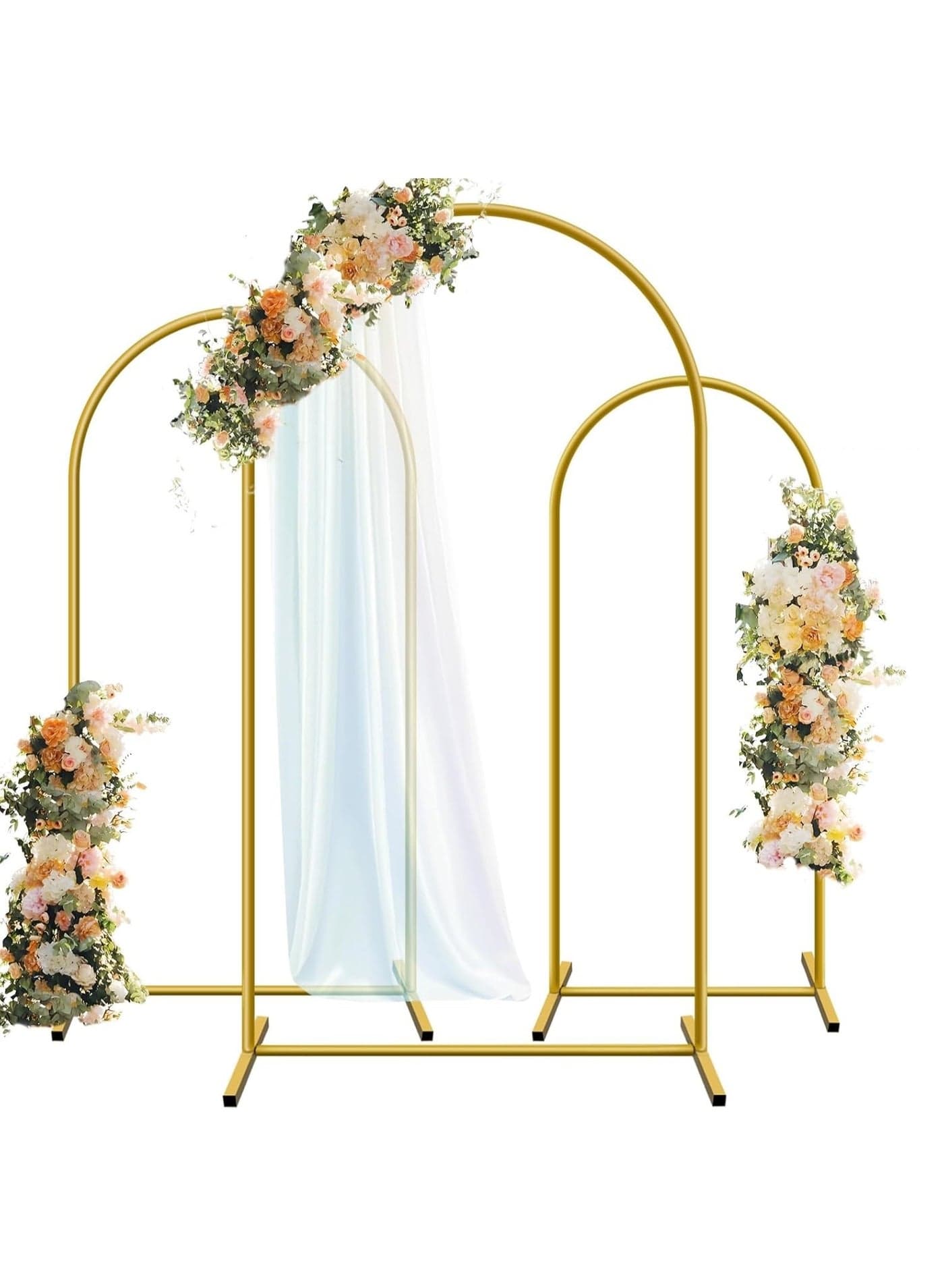 Metal Arch Backdrop Stand Set of 3, Party Arch Stands for Balloon Wedding, Birthday Party, Baby Shower, Bridal Shower - Balloon Arched Frame for Garden Decor, Banquet Arch Decoratio Photo Booth Decoration, 3 Pieces (6FT, 5FT, 4FT )
