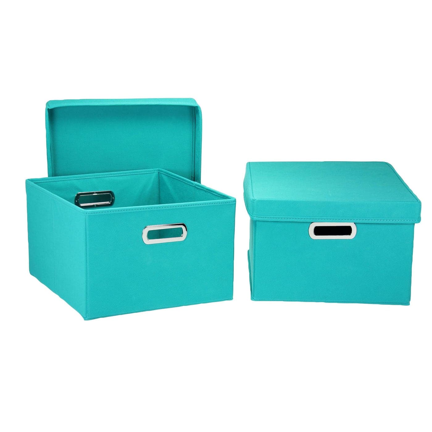 Household Essentials Fabric Storage Boxes with Lids and Handles Aqua