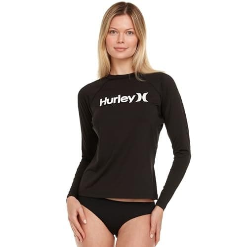Hurley Rash Guard for Women Womens Rash Guard Long Sleeve Shirts Rashguard Swim Shirt Women UPF 50 SPF UV Protection Black