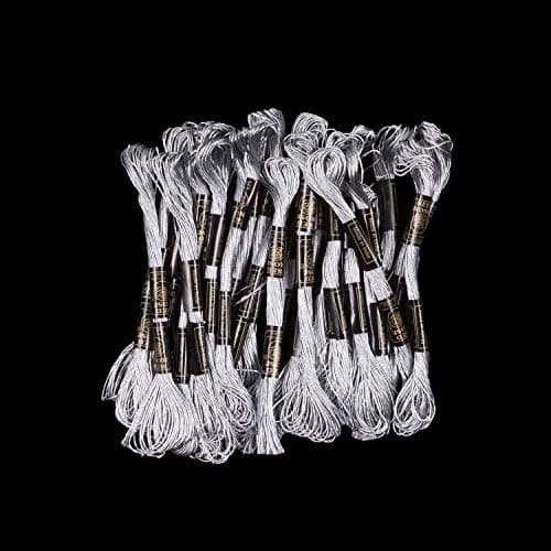RSP Quality bit® Mettalic Hand Embroidered Cotton Thread Skeins Set for Craft & Projects (Silver, Pack of 25)