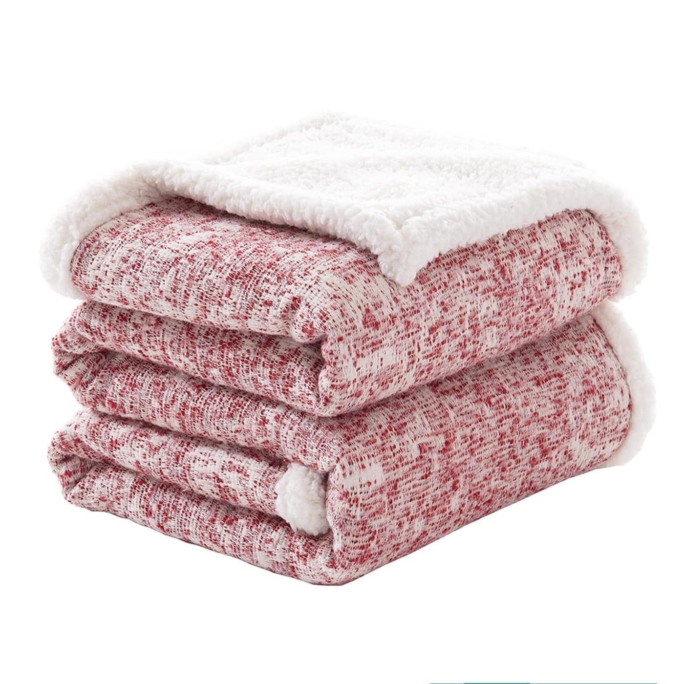 SE SOFTEXLY Sherpa Throw Blanket Soft Warm Fuzzy Cozy Thick Blanket 30 Wool 70 Cotton Perfect for Winter Couch Bed or Sofa Red 50 x 60