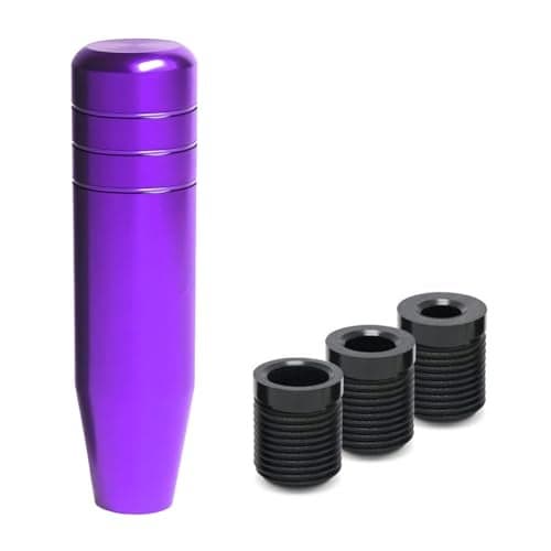 KITUREK 5 Heavy Weighted Shifter Knob Universal Aluminum Alloy Car Gear Lever Metal Stick Shift Handle Shifter Knobs Retainer for Manual Automatic Vehicles with 3 Adapters Purple