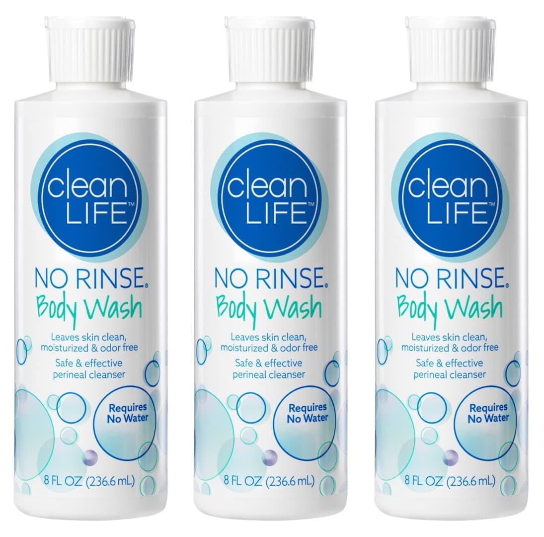 NoRinse Body Wash 8 fl oz Leaves Skin Clean Moisturized and OdorFree RinseFree Formula Pack of 3
