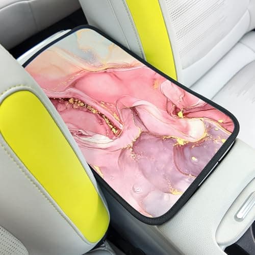Adastrah Car Armrest Box PadPink Marble Car Armrest Pad Car Armrest Cover Protector for Most Vehicle SUV Truck Car